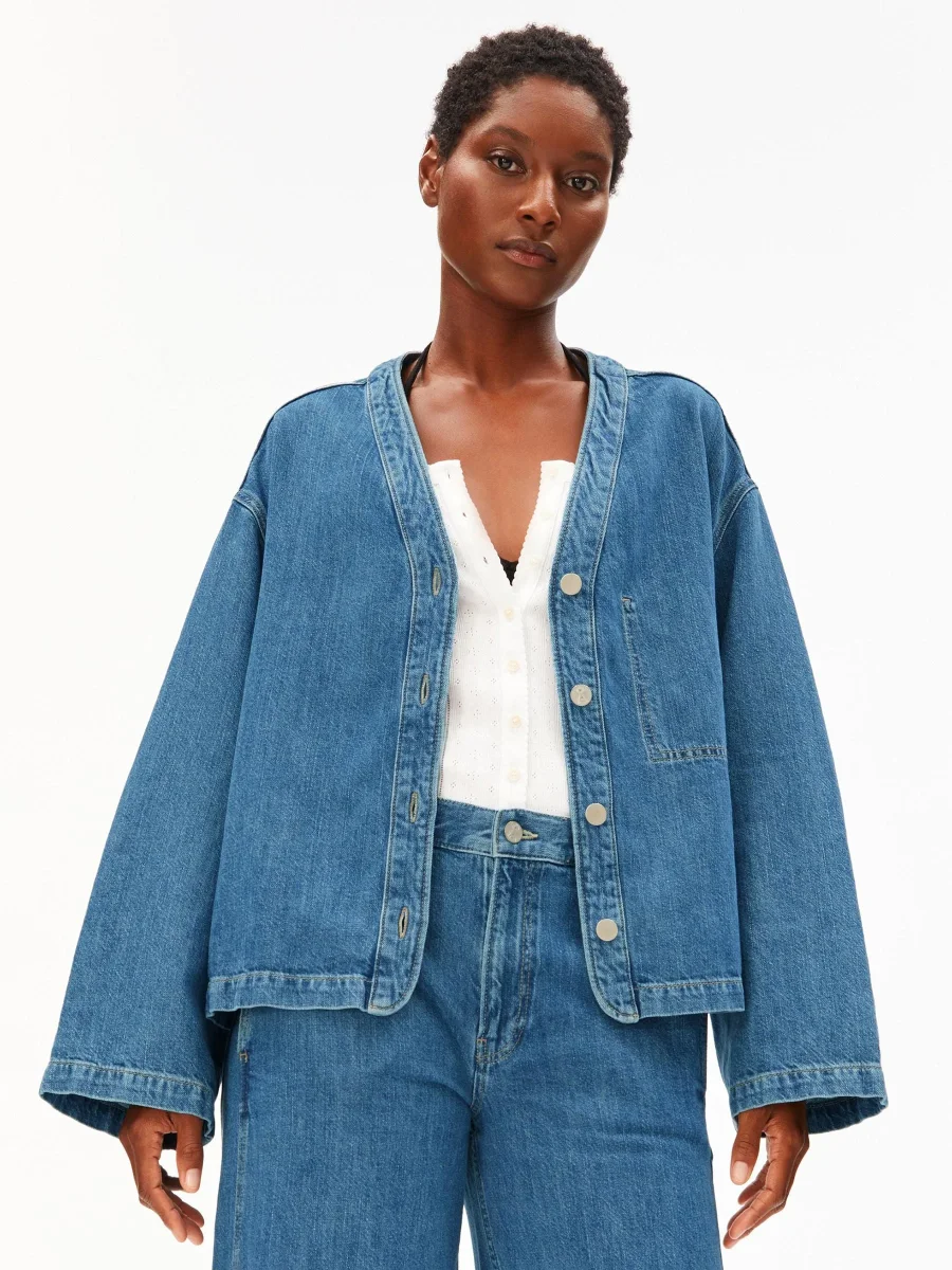 Denim jacket met linnen
