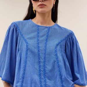 Blauwe blouse davin athia