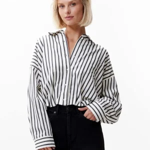 Gestreepte blouse met tuck in effect
