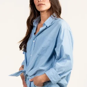Blauw gestreepte blouse ava