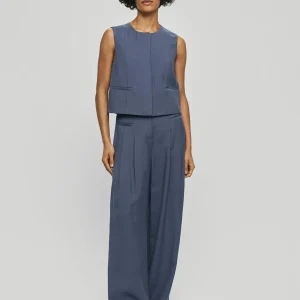 Blauwe wide leg pantalon frode