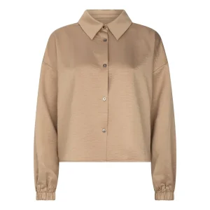 Camel blouse met elastische manchetten cameli